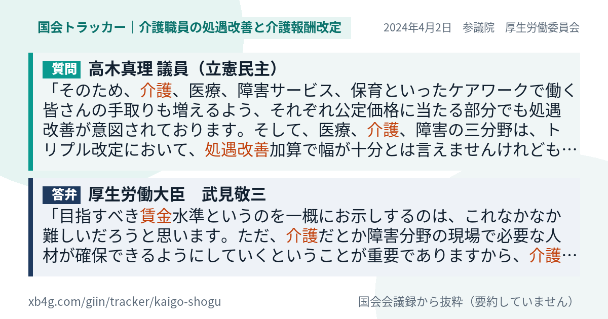 質問と答弁のカード