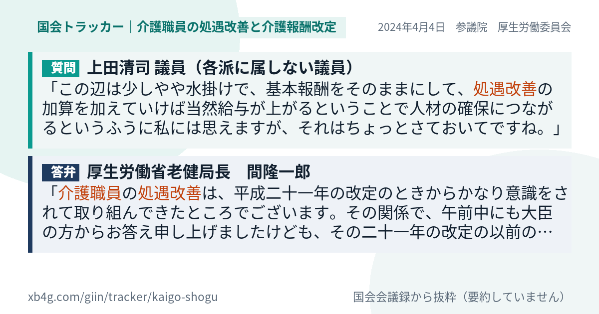 質問と答弁のカード