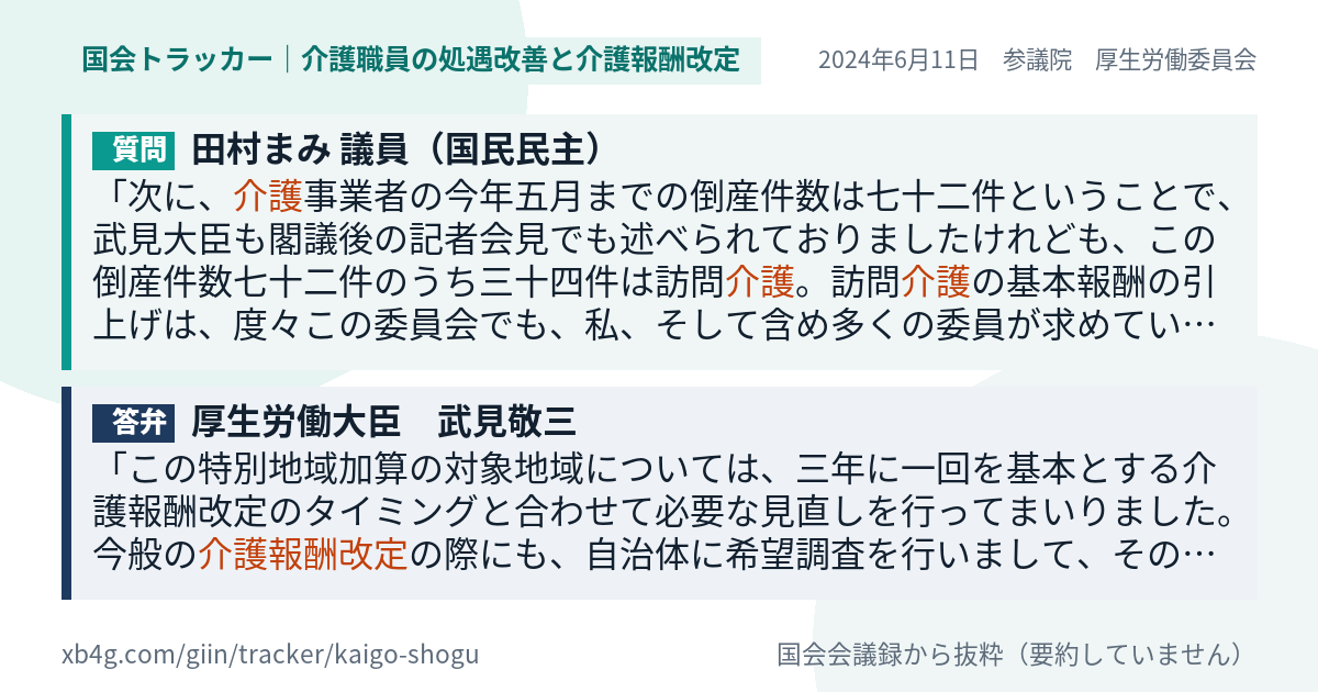 質問と答弁のカード