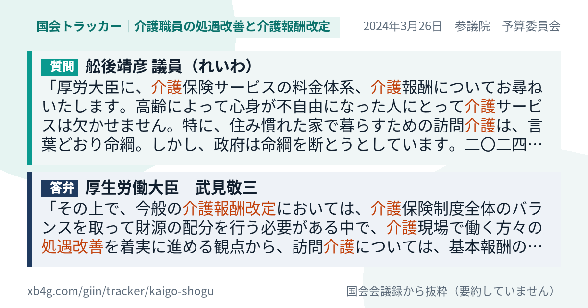 質問と答弁のカード