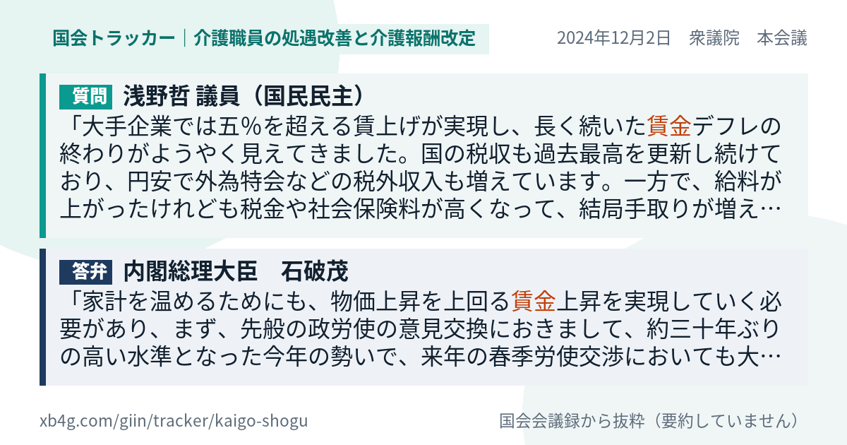 質問と答弁のカード