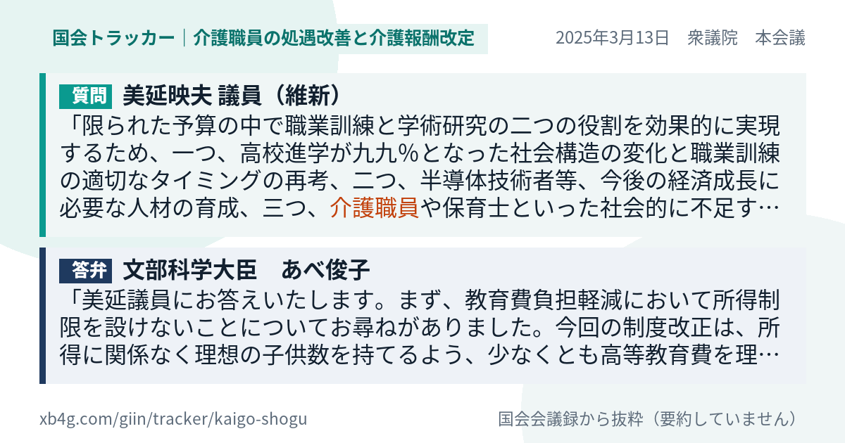 質問と答弁のカード