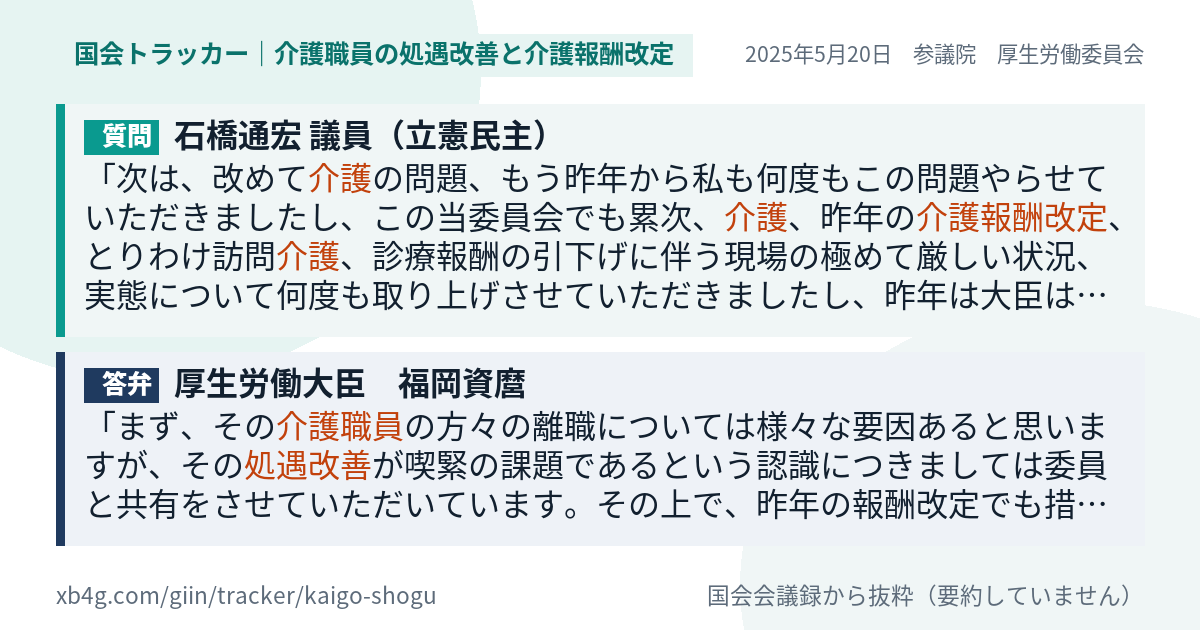 質問と答弁のカード