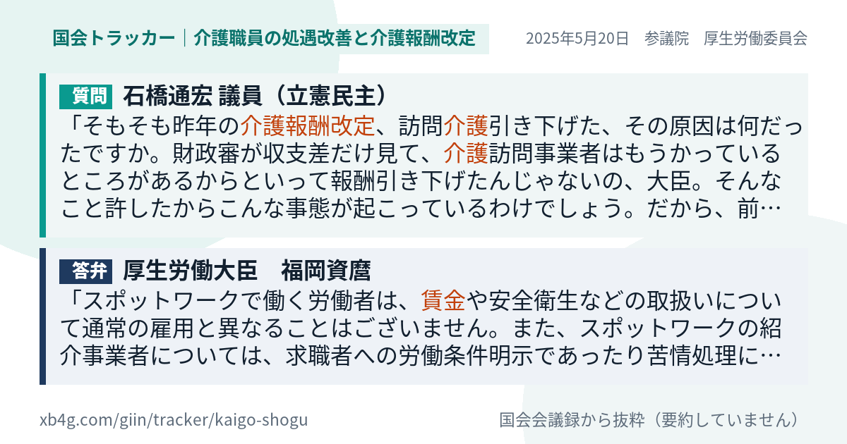 質問と答弁のカード