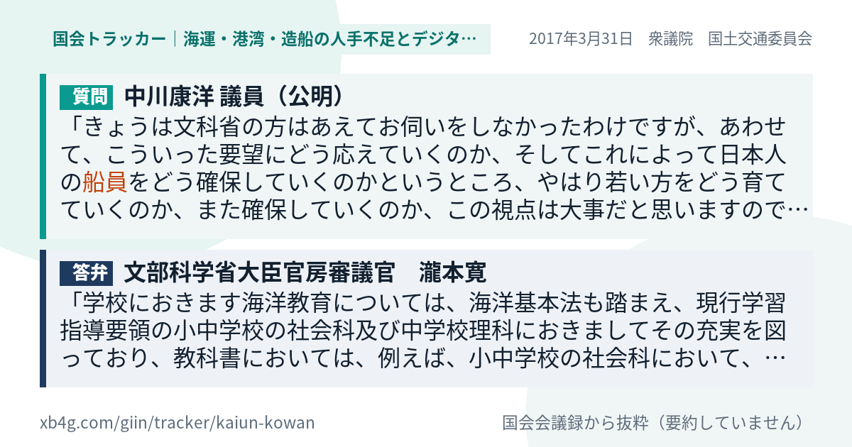 質問と答弁のカード