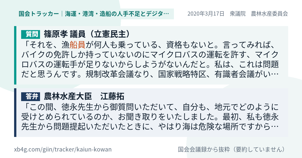 質問と答弁のカード
