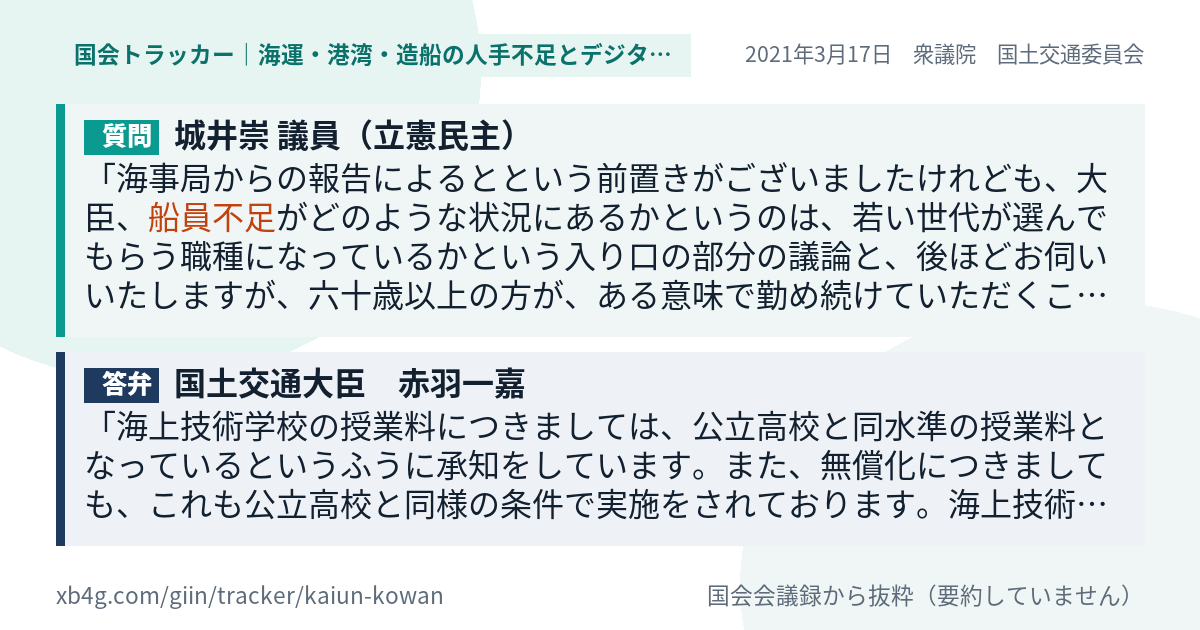 質問と答弁のカード