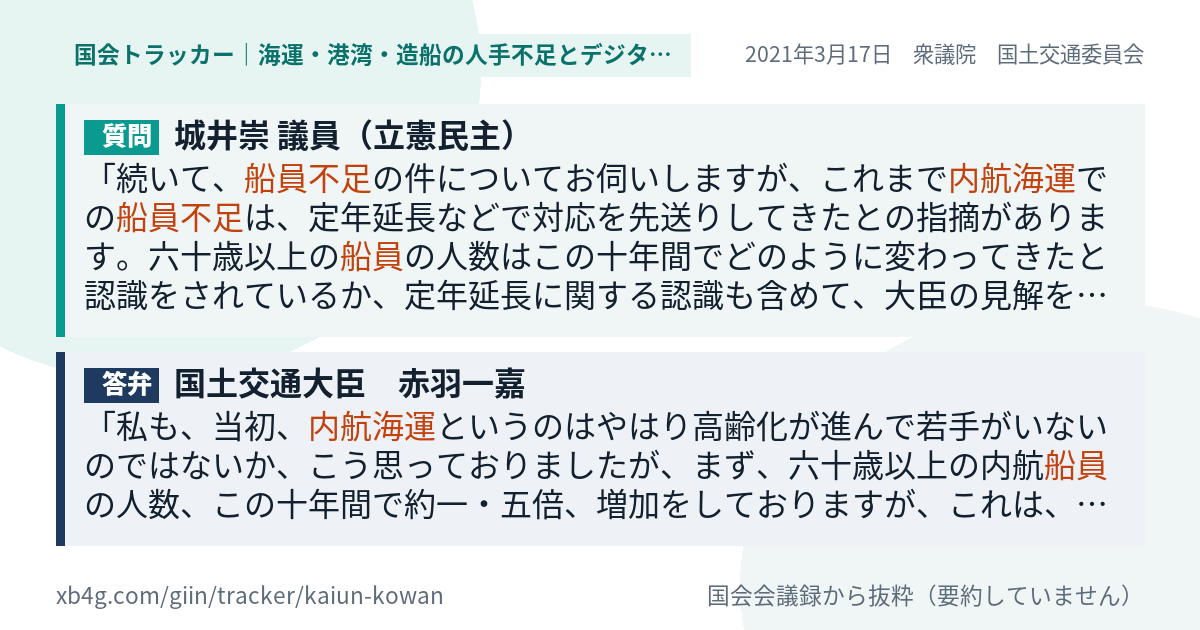 質問と答弁のカード