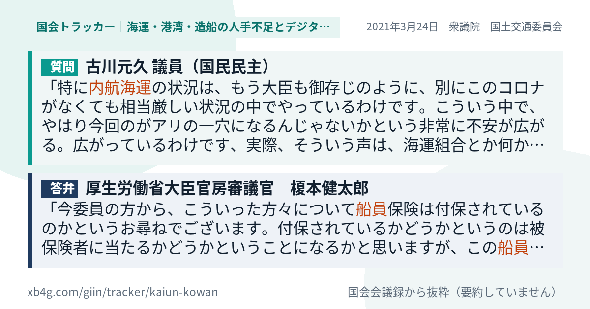 質問と答弁のカード