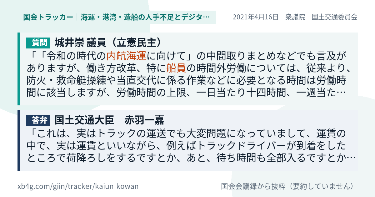 質問と答弁のカード
