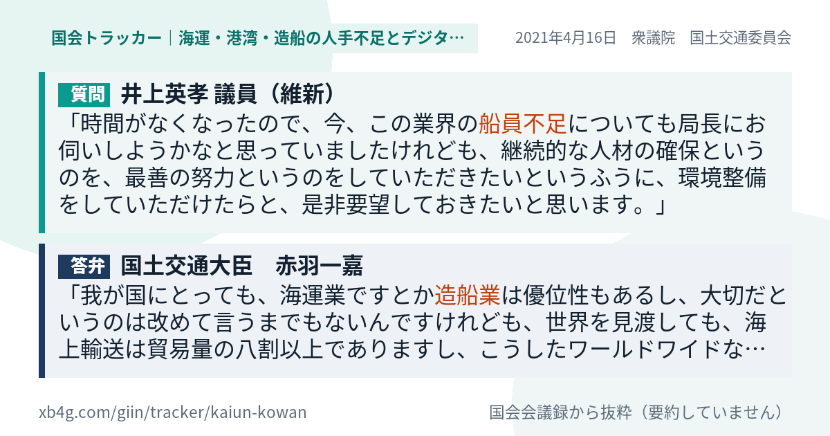 質問と答弁のカード