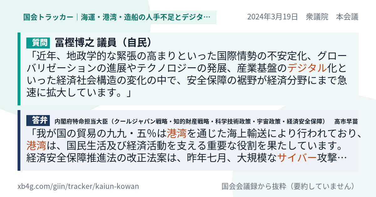 質問と答弁のカード