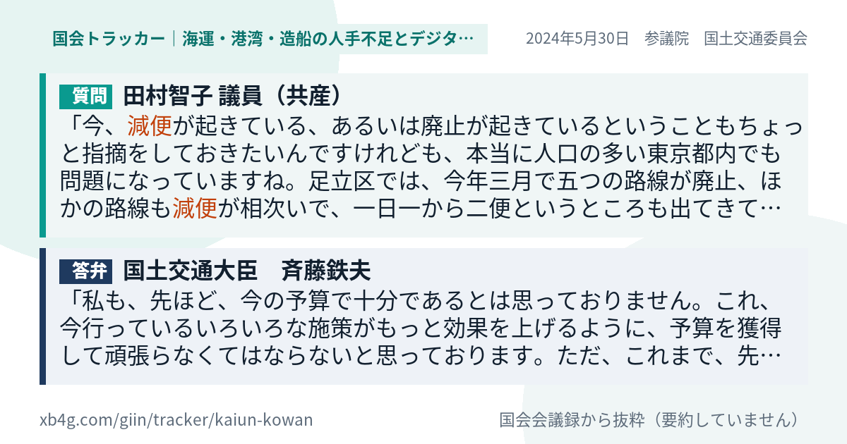 質問と答弁のカード