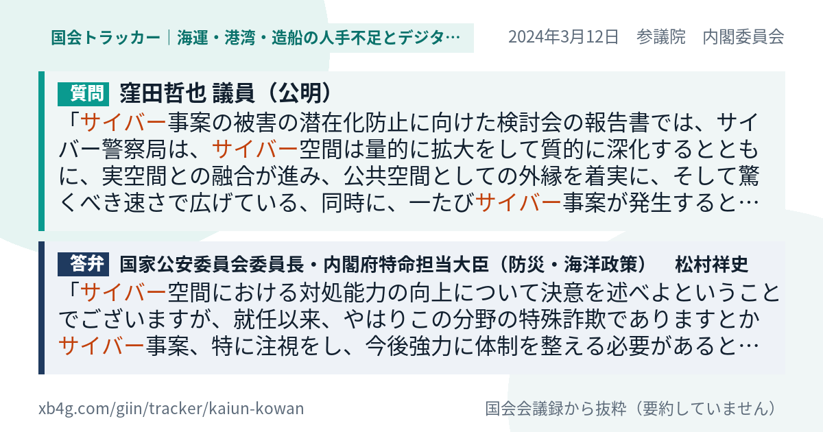 質問と答弁のカード