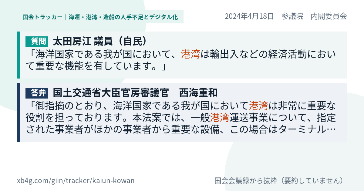 質問と答弁のカード