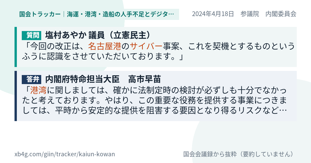 質問と答弁のカード