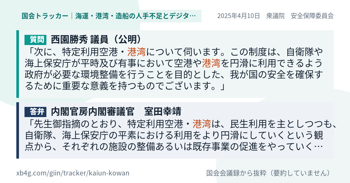 質問と答弁のカード