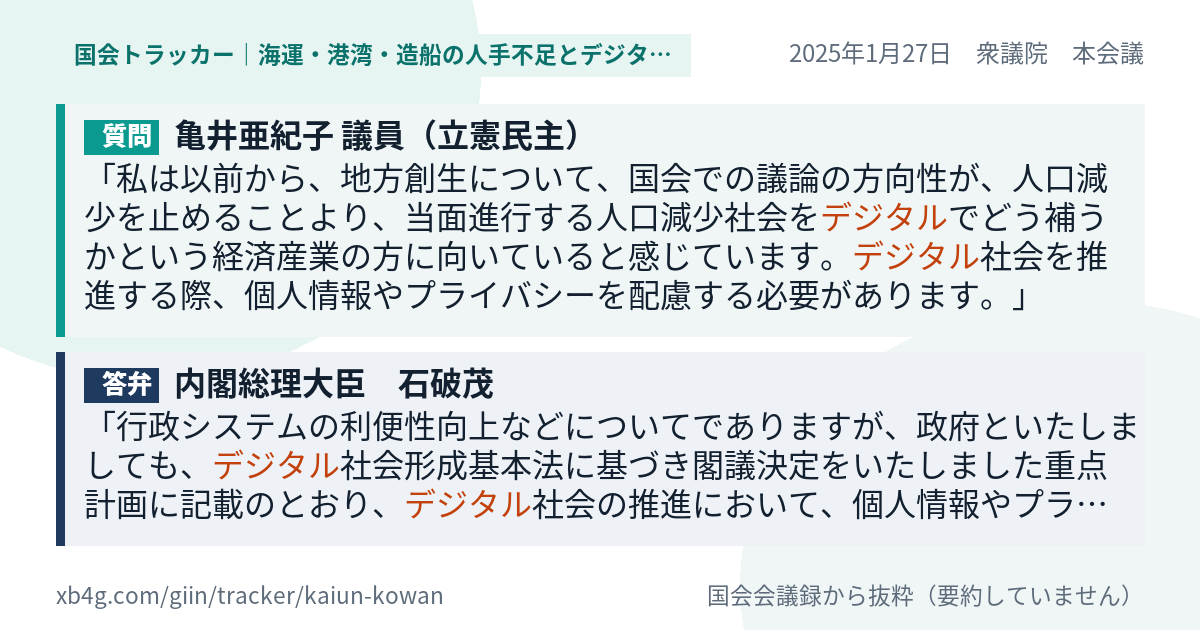質問と答弁のカード