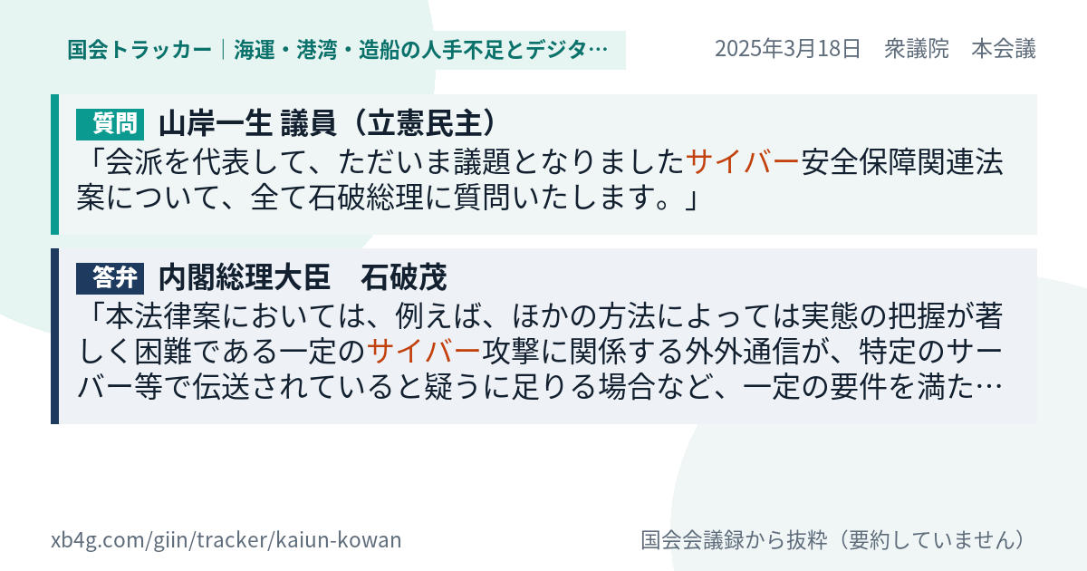質問と答弁のカード