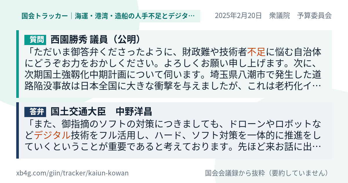質問と答弁のカード