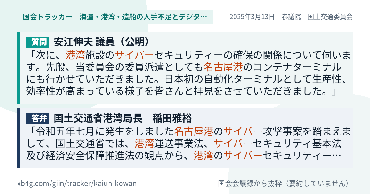 質問と答弁のカード