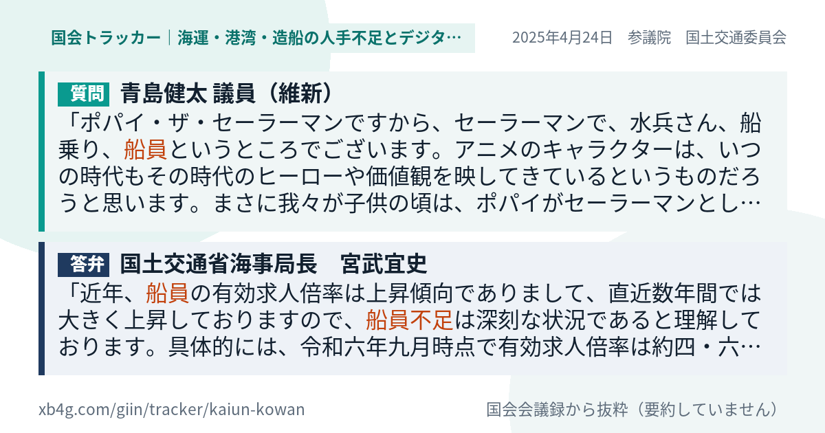 質問と答弁のカード