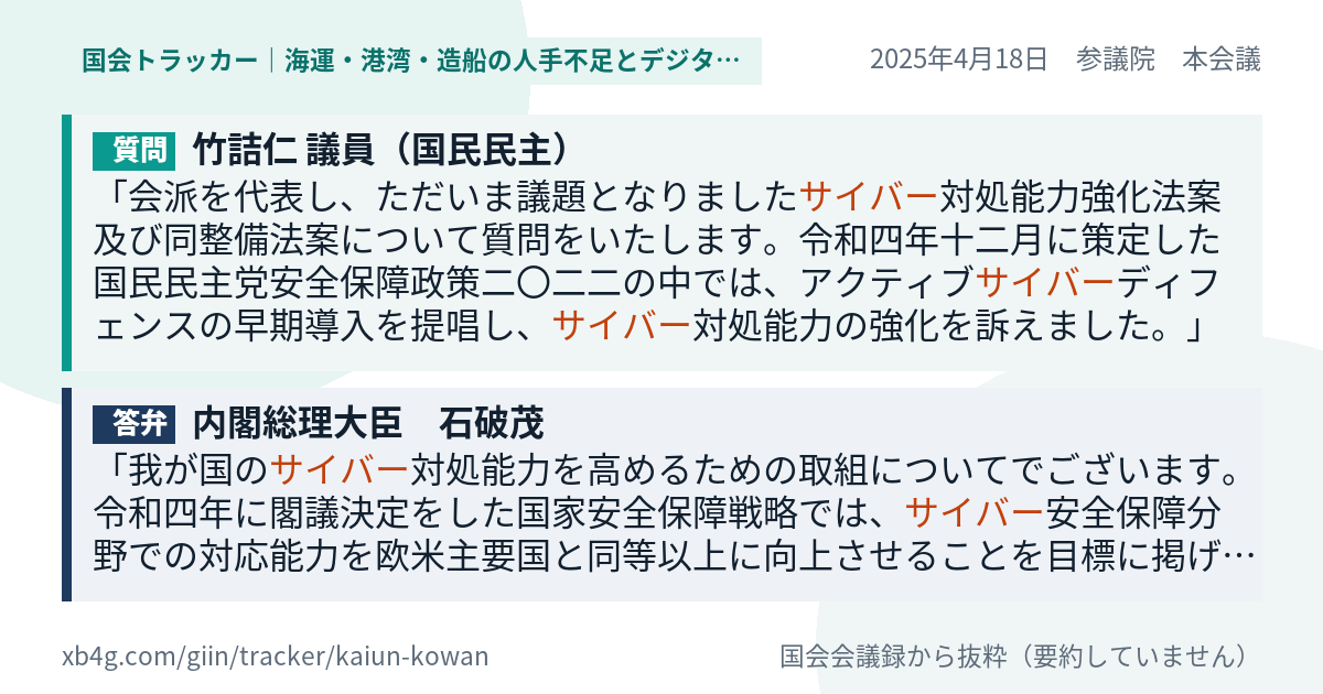 質問と答弁のカード
