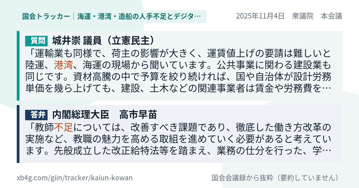 質問と答弁のカード
