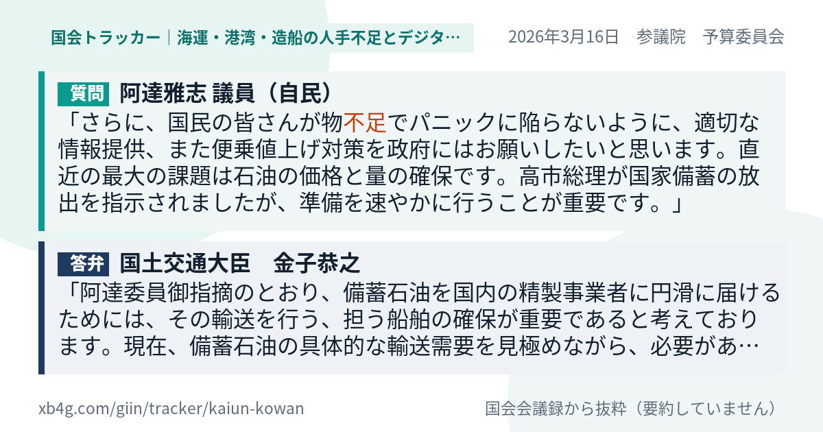 質問と答弁のカード