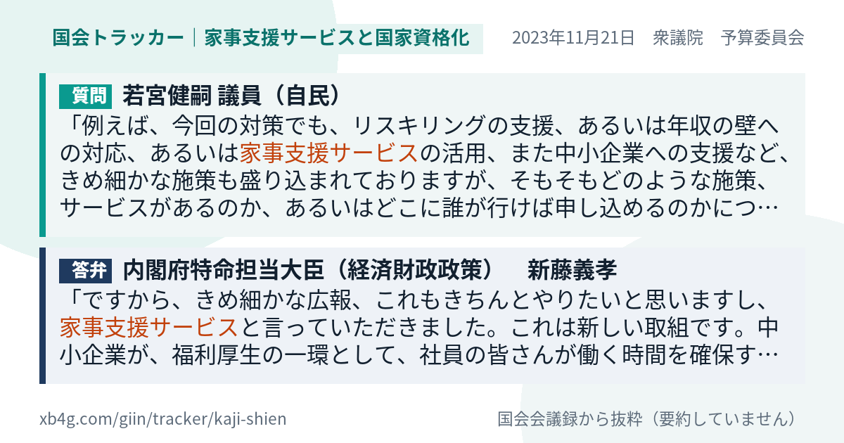 質問と答弁のカード