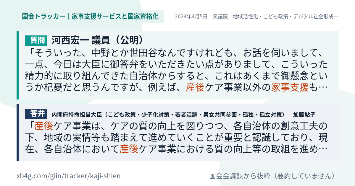 質問と答弁のカード
