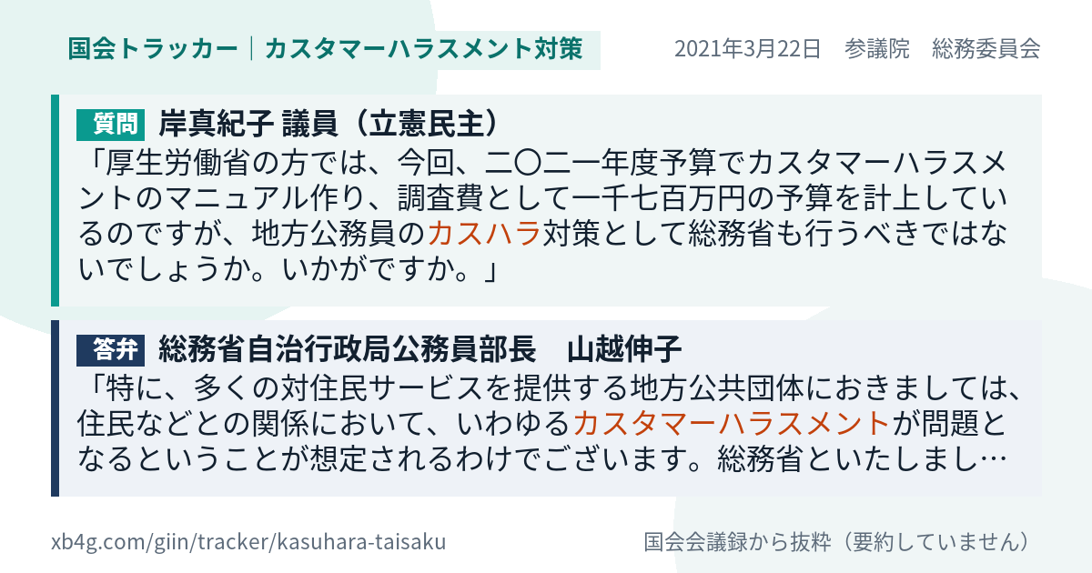 質問と答弁のカード