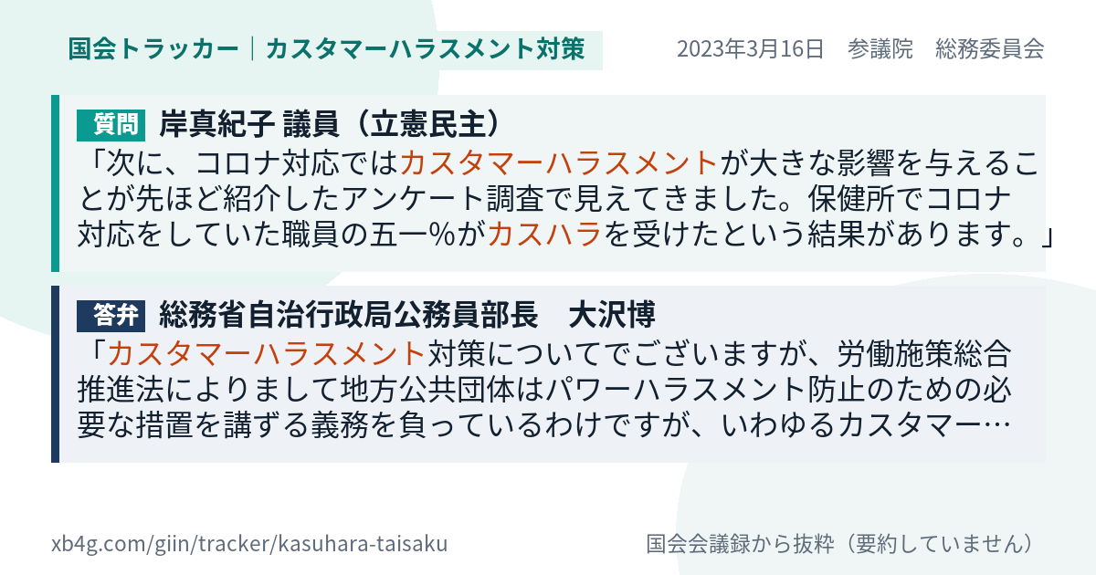 質問と答弁のカード