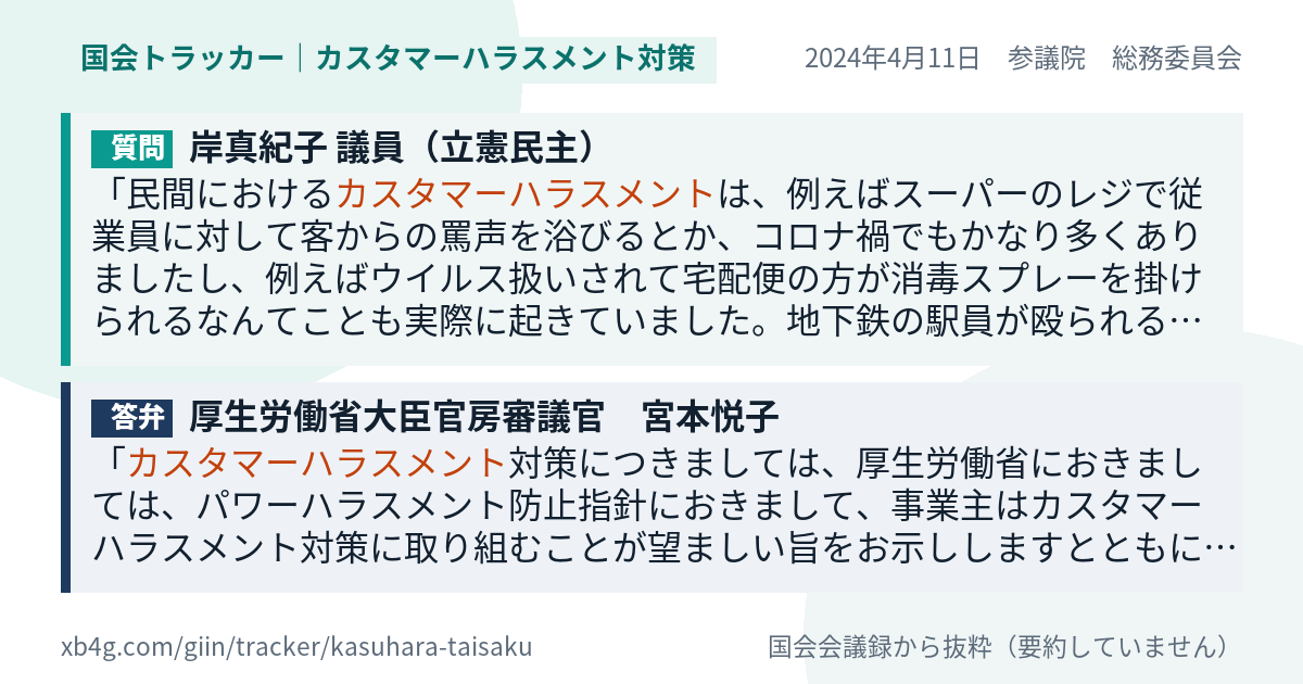 質問と答弁のカード
