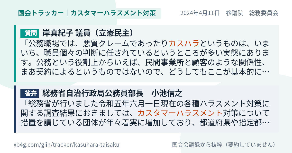 質問と答弁のカード