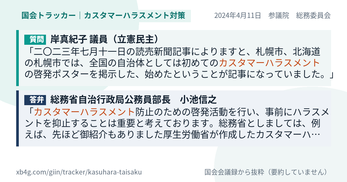 質問と答弁のカード
