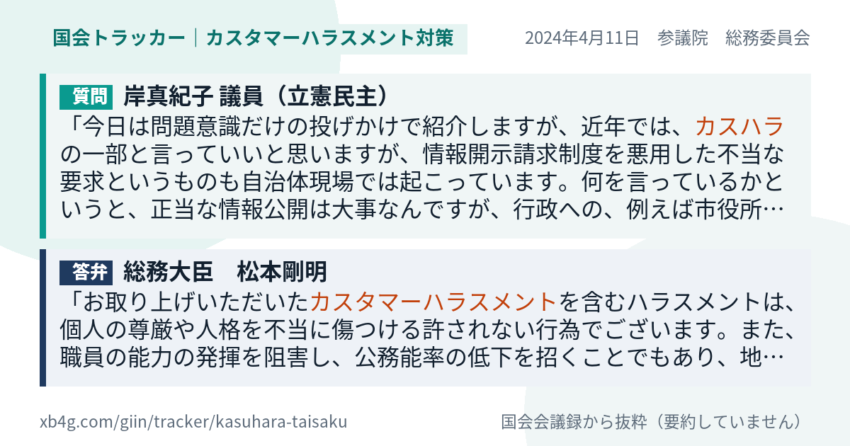 質問と答弁のカード