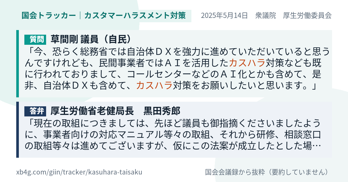 質問と答弁のカード
