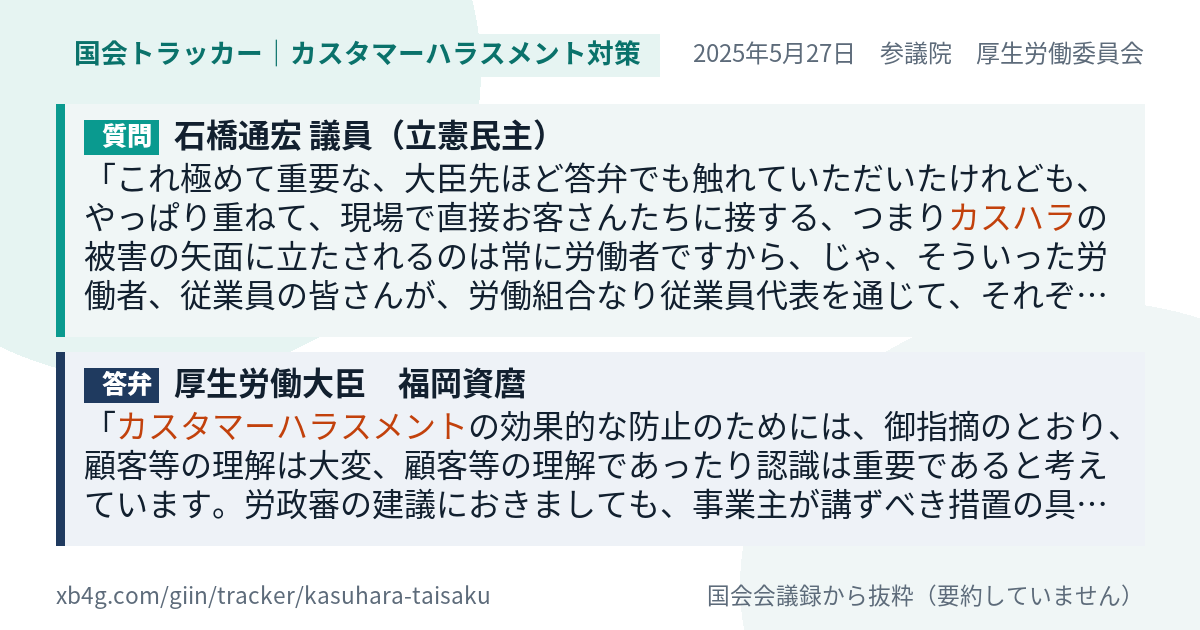 質問と答弁のカード