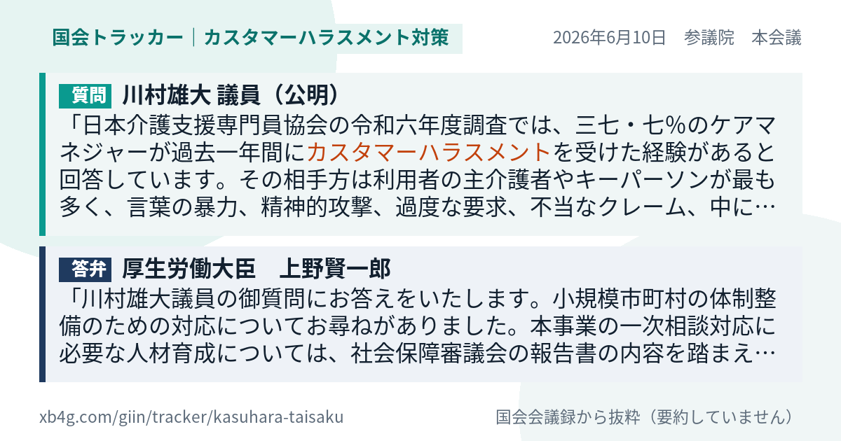 質問と答弁のカード