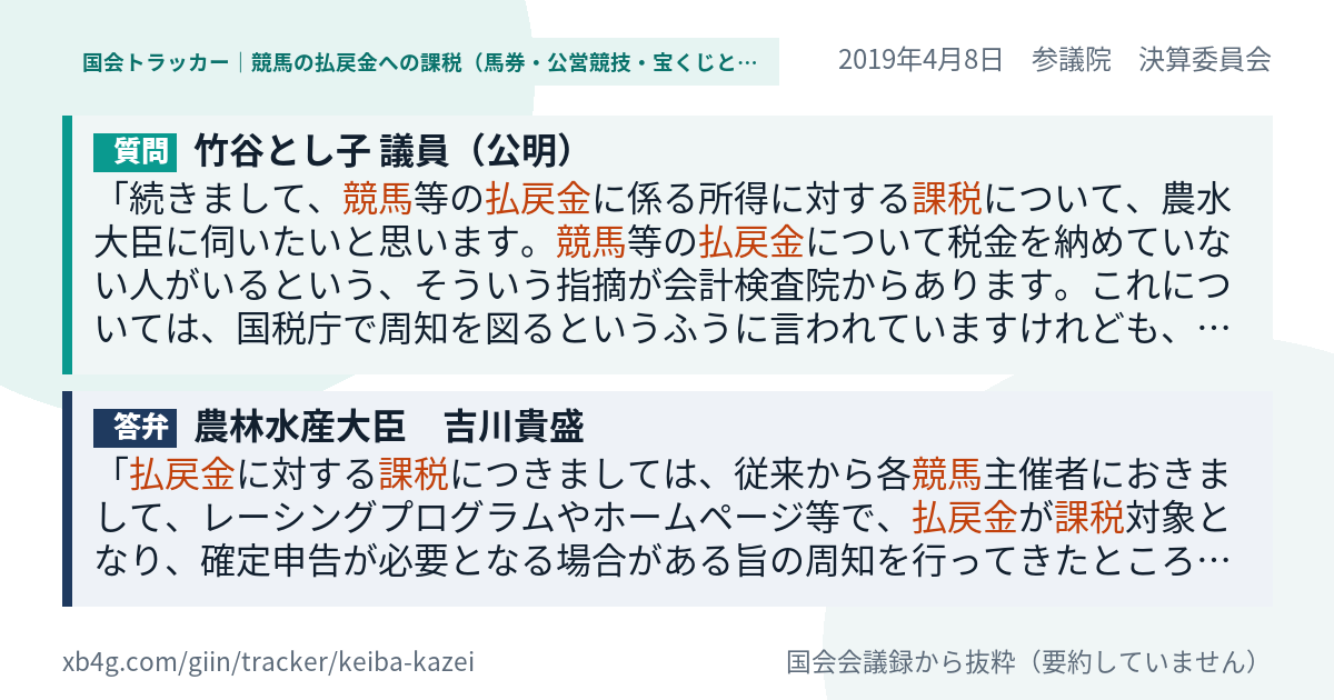 質問と答弁のカード
