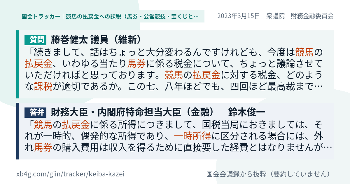 質問と答弁のカード