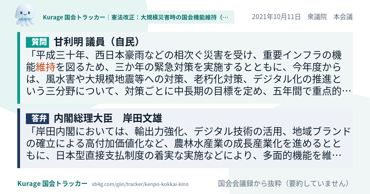 質問と答弁のカード