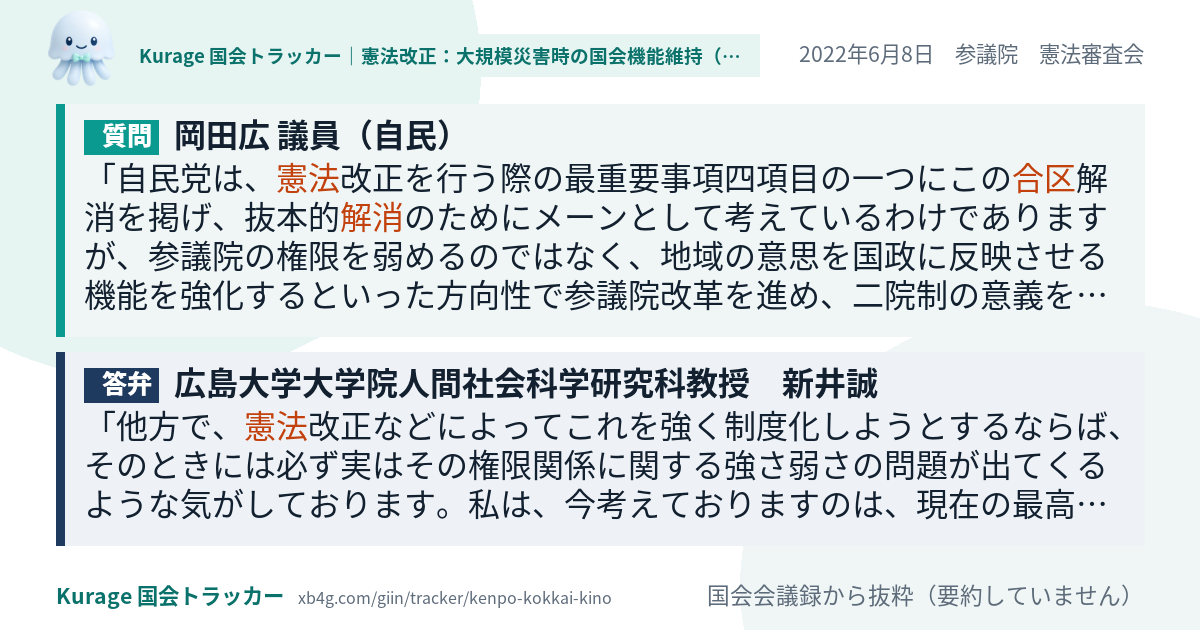 質問と答弁のカード