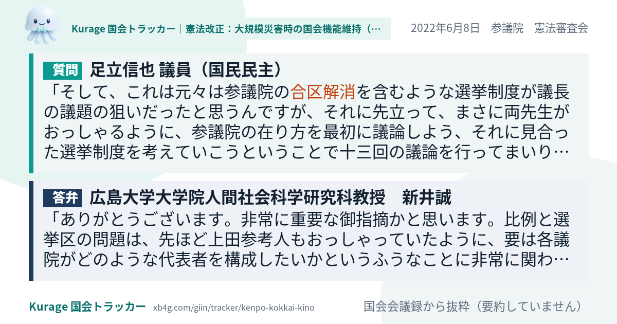 質問と答弁のカード