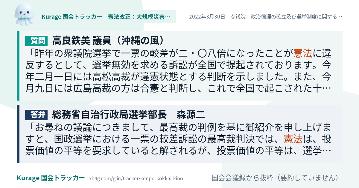 質問と答弁のカード