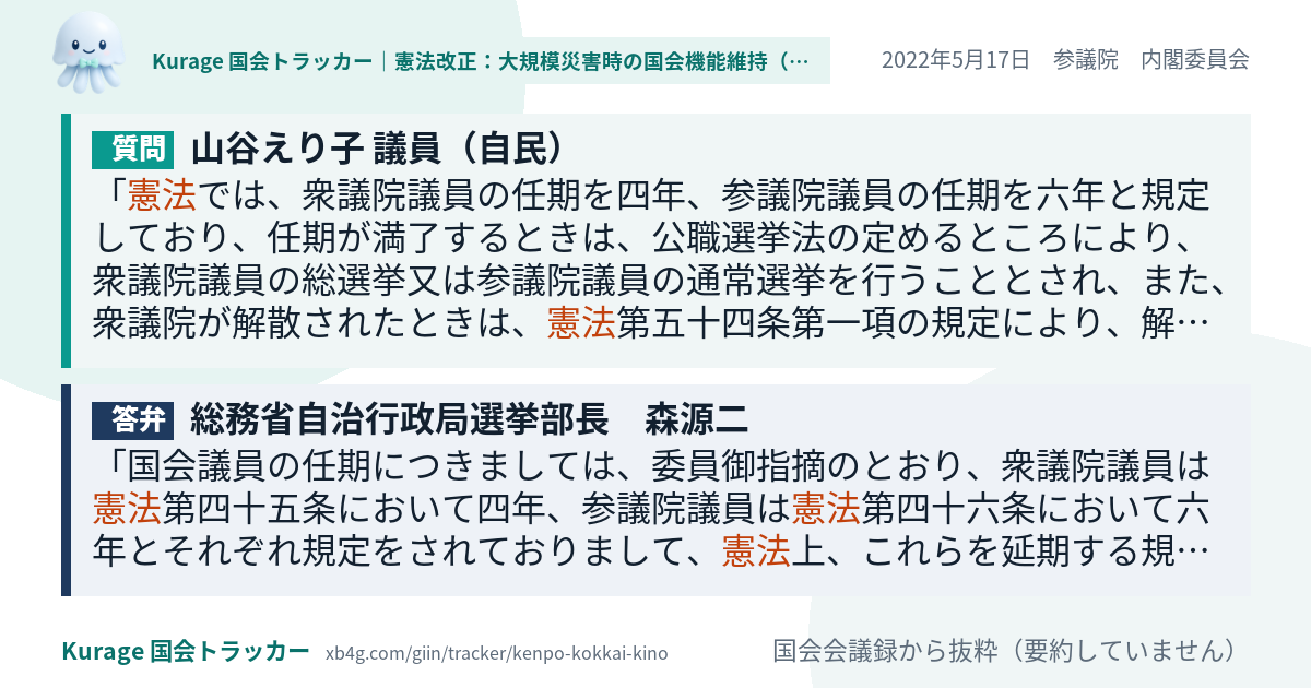 質問と答弁のカード