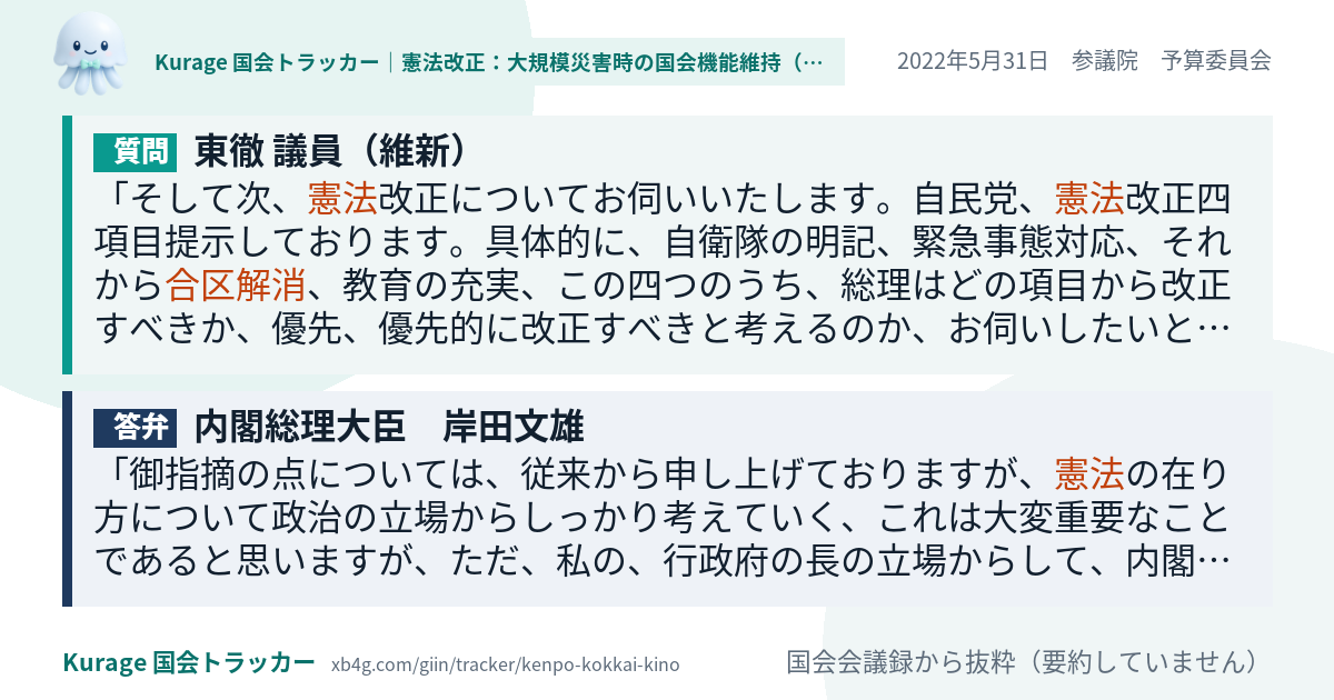 質問と答弁のカード