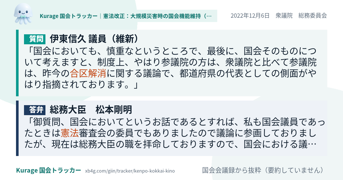 質問と答弁のカード