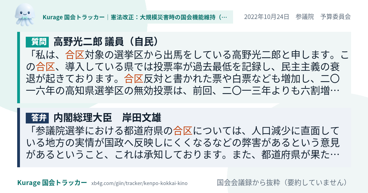 質問と答弁のカード